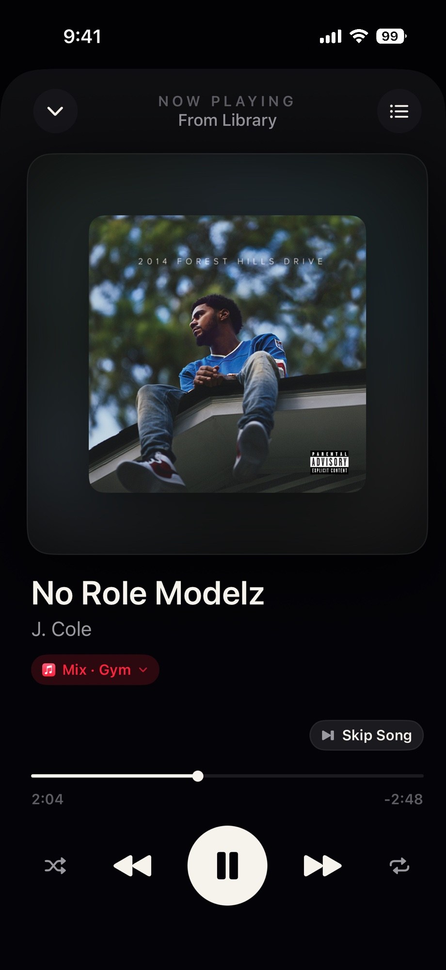 An Apple Music song playing between reels in the Reelign player